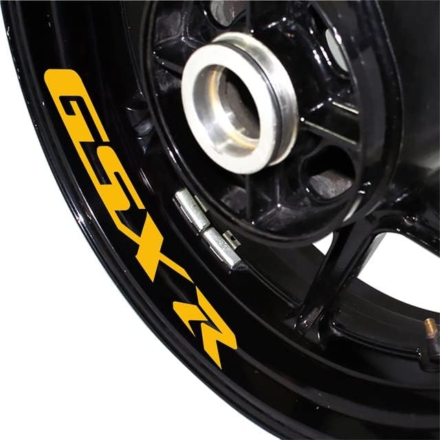 Motorcycle Reflective Rim Wheel Decal Kit,Waterproof Tire Rim Stickers Decoration for SUZUKI GSXR (Yellow)