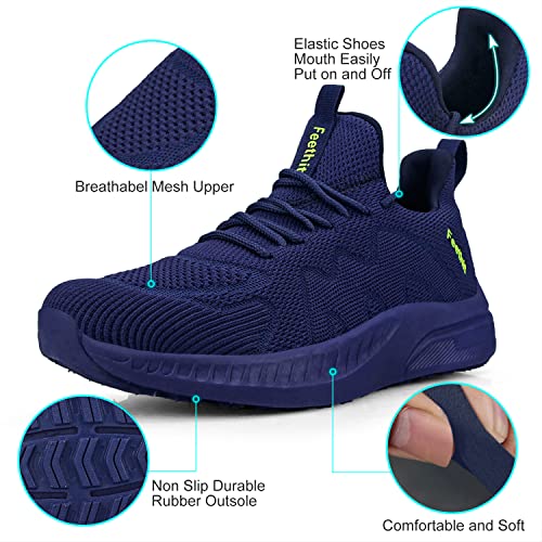 Image of Feethit Mens Non Slip Walking Sneakers Athletic Gym Tennis Running Shoes | Slip on Shoes,Lightweight,Breathable,Comfortable Workout Sneakers,For Daily Activities