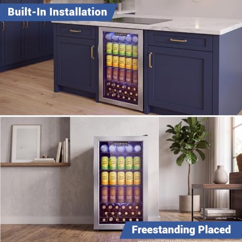 Image of Velivi Beverage Refrigerator, 3.2 Cu.Ft. Mini Fridge with Glass Door