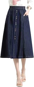 Amazon.com: Generic Women Vintage Elegant Loose A-Line Denim