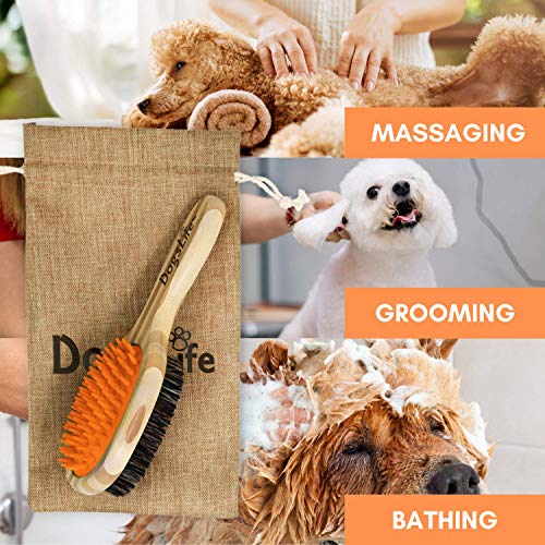 Brosse en bambou pour animal domestique avec masseur en silicone pour toilettage des chiens | Sac réutilisable et respectueux de l'environnement | Parfait pour le nettoyage des chiens dans le bain - Image 7