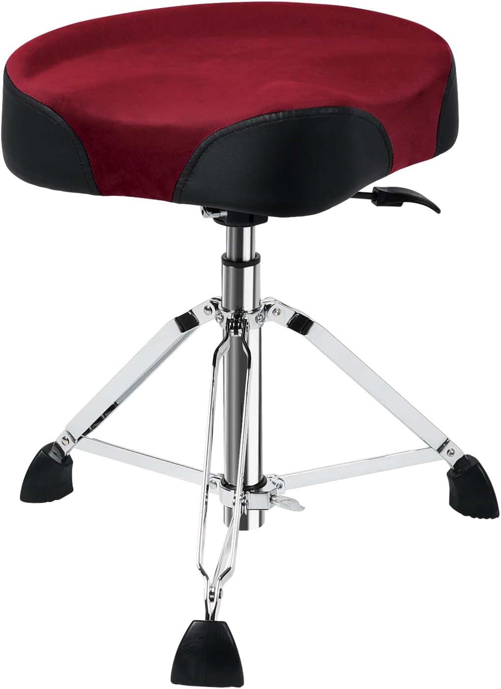AKLOT Saddle Drum Throne, Hydraulic Drum Throne, Disassemble Heavy Duty Drum Seat, Height Adjustable Suede Drum Chair, Motorcycle Style Drum Stool for Adults Drummers Red