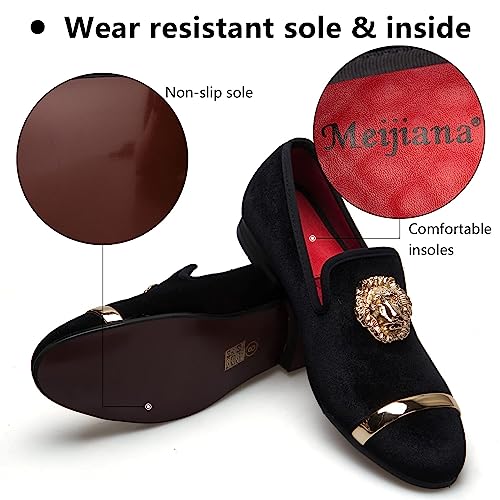Meijiana Men's Loafers Velvet Shoes Metal Eagle Buckle Wedding Party Smoking Slipper Dress Loafers Shoes for Men3