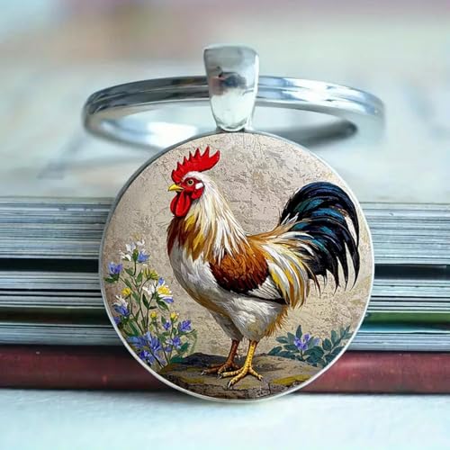 Chicken Keychain Set - 2PCS Funny Rooster Alloy Decor Keyring Gift - Image 3