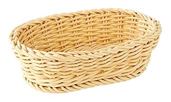 APS 50624 Korb, oval „Profi Line“ – Körbchen, Flechtkorb aus Polypropylen – Abmessungen: 19 x 12 cm / Höhe: 6 cm / Farbe: Beige