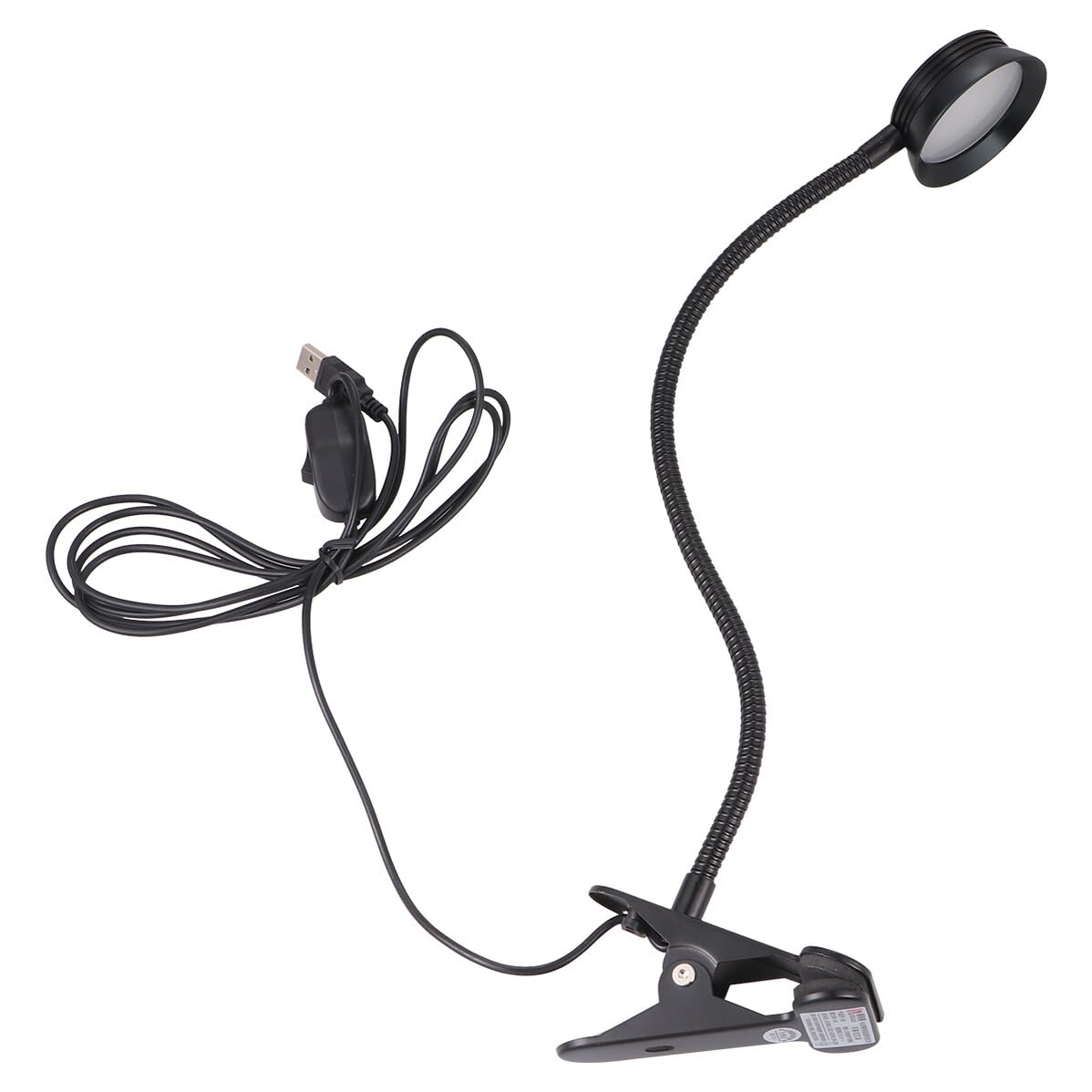 Toddmomy Lampada da Lettura LED Clip 2 Livelli di Luminosità, Flessibile | Lettura a Letto e Viaggio, Collo di Cigno in Metallo, Clip Robusta, Cavo Usb Incluso, Colore Nero, 4W