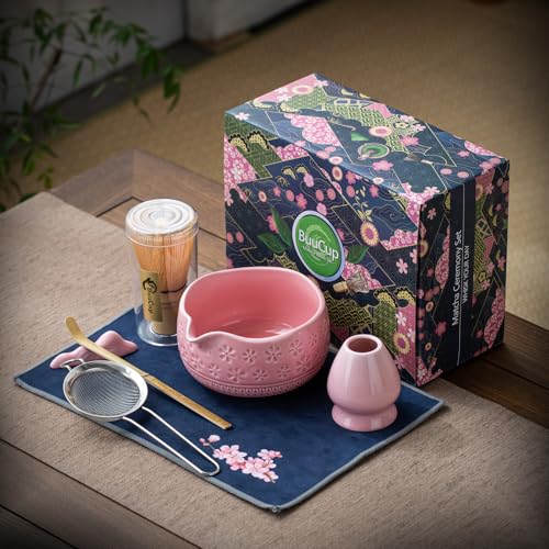 Image of Buucup Matcha Whisk Set, Ceramic Matcha Kit with Bowl & Tools, Pink