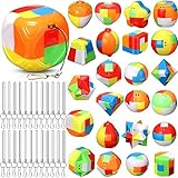 Syhood 24 Pieces Brain Teaser Puzzles for Kids and Adults Mind Game Toys Set,3D Plastic Unlock Interlock Puzzle,Cube,Ball, Barrel,Interlocking Sensory Educational Toys for Mind, IQ, Logic Test