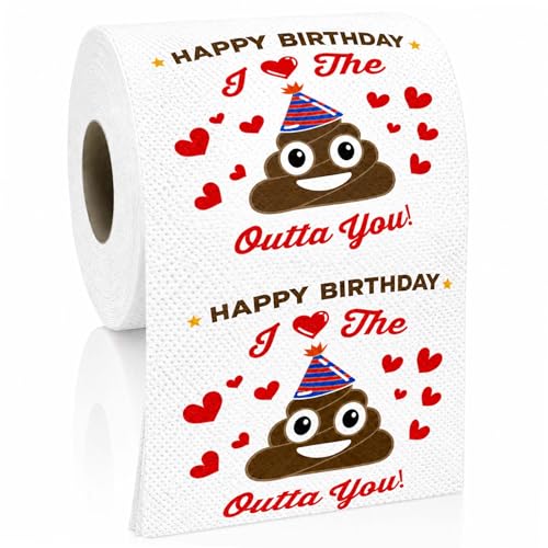Happy Birthday Decorations Gift for Women Men Her Him, 3 Ply Sheets Prank Toilet Paper Roll Tissue...