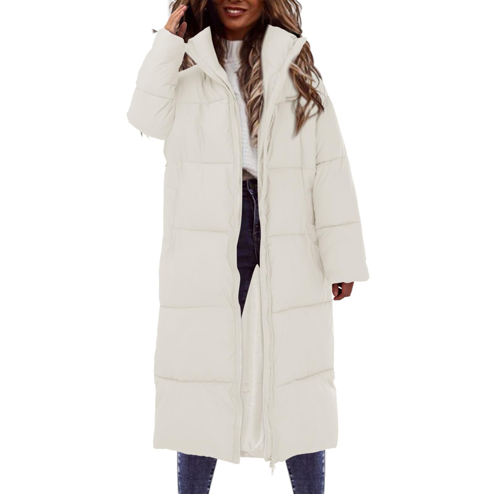 KEERADSWomen's Solid Down Cotton Jacket Medium Length Cotton Jacket Loose And Thickened Cotton Jacket Cotton Jacket