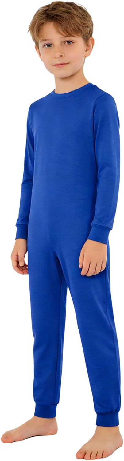 Kids Boys Special Needs Adaptive Clothing Cotton Long Sleeve Anti-strip Romper Long Leg Zip Back Jumpsuit