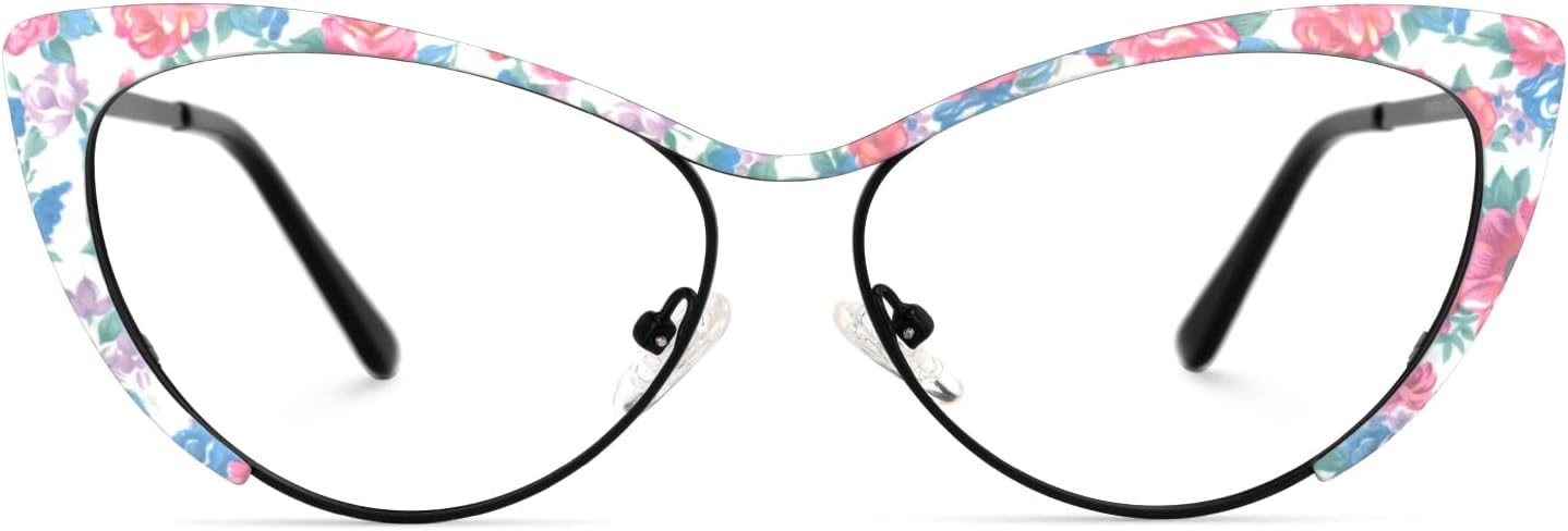 Zeelool Oversized Cat Eye Blue Light Blocking Glasses for Women Metal Eyewear Ellen VFM0176