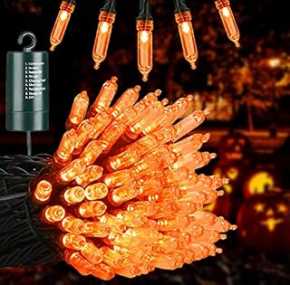 Joomer Halloween Decoration Orange Lights, Battery Operated 33ft 100 LED Mini String Lights Waterproof Halloween Fairy Lights with 8 Modes & Timer for Outdoor Indoor Garden Party Decor