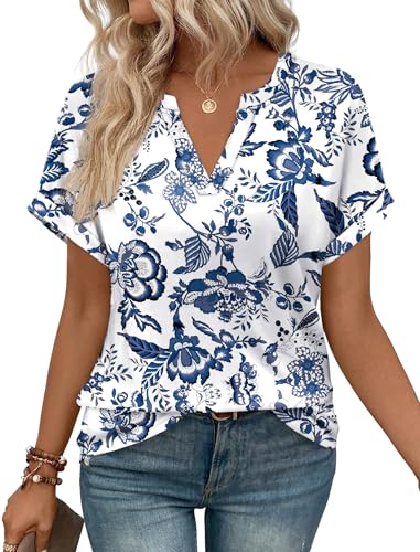 Image of WIHOLL Womens Blouses Spring Tops Short Sleeve Shirts Dressy Casual Summer Vacation Fashion Clothing 2026