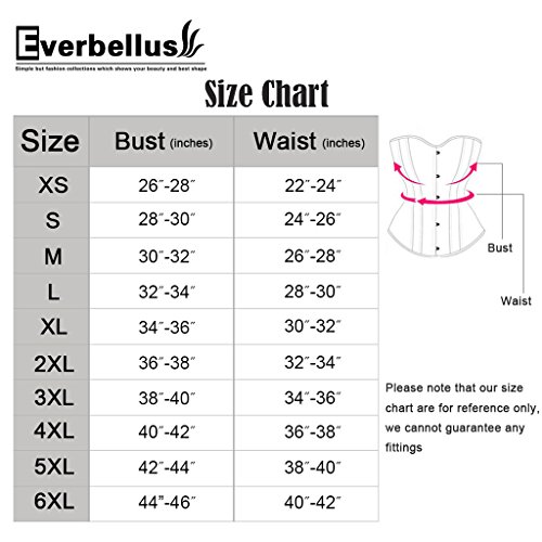 Espartilho feminino Everbellus com 24 barbatanas de aço em espiral e cetim sob o busto para treiname