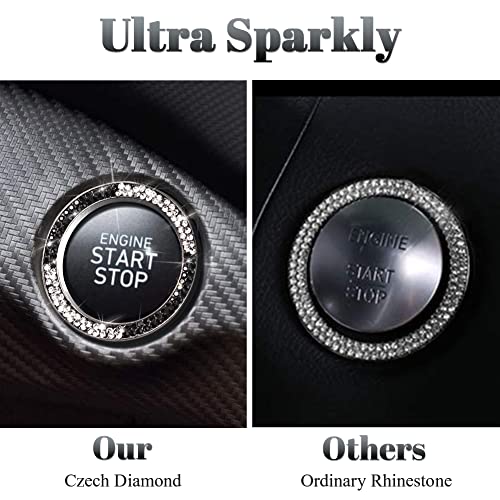Image of ToBeQueen Car Bling Ring Crystal Car Stickers Rings Womens Car Decals,Bling Car Interior Accessory for Women,Black and White