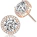18K Rose Gold-Plated Cluster Round Cut Stud Earrings (1.66cttw)