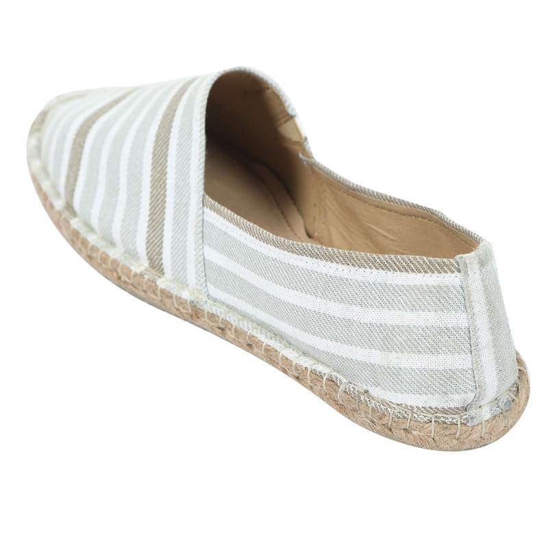 Image of Men's Espadrille Canvas Casual Shoes - White Striped | Shoes for Men and Boys | Casual Shoe | (Size:8)