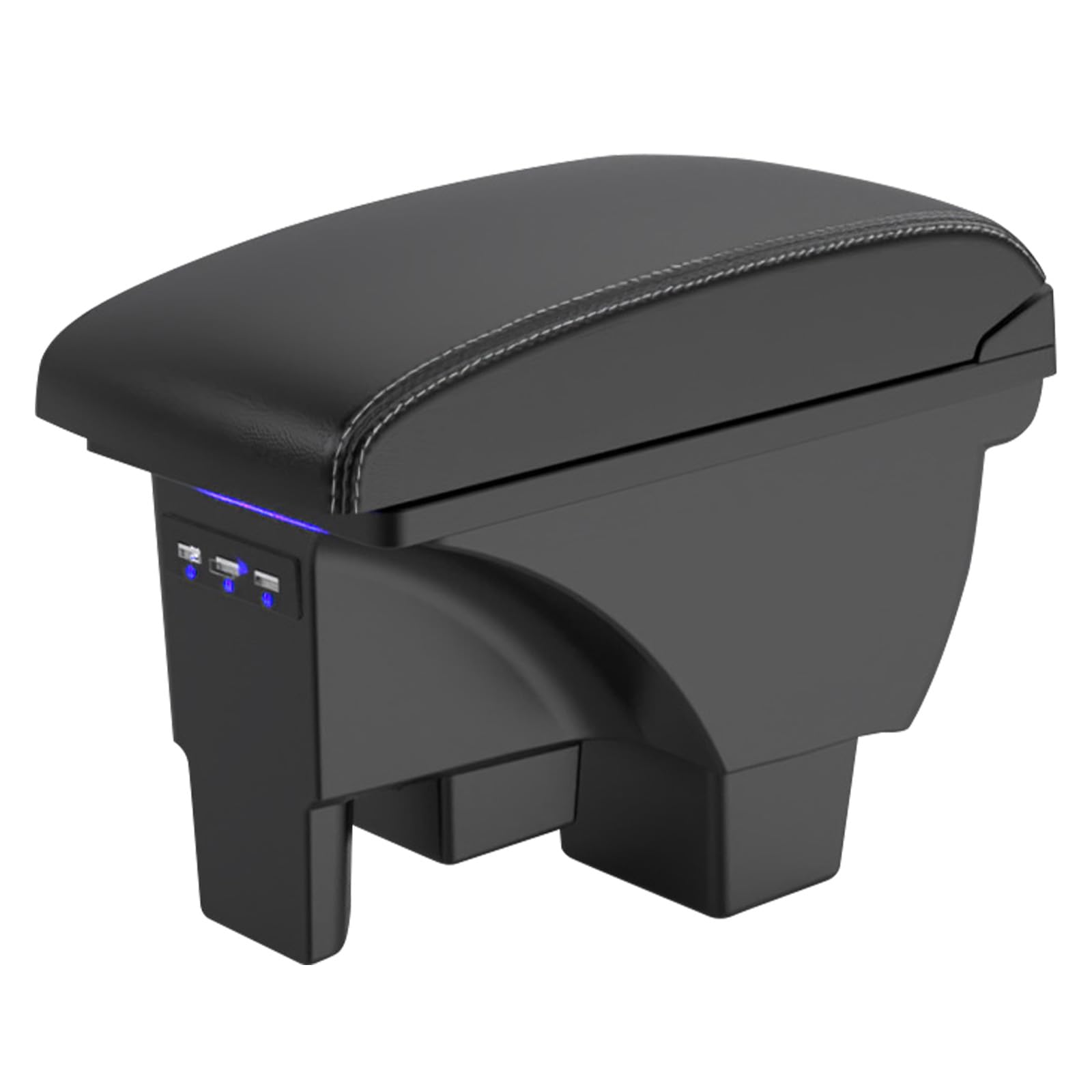 Auto Bracciolo Compatibile con VW Polo 2019 2020 2021 2022 2023 2024 Scatola Portaoggetti per Bracciolo Console Centrale Poggiabraccio Braccio vano Portaogget 3 Porte di USB - Linea Bianca