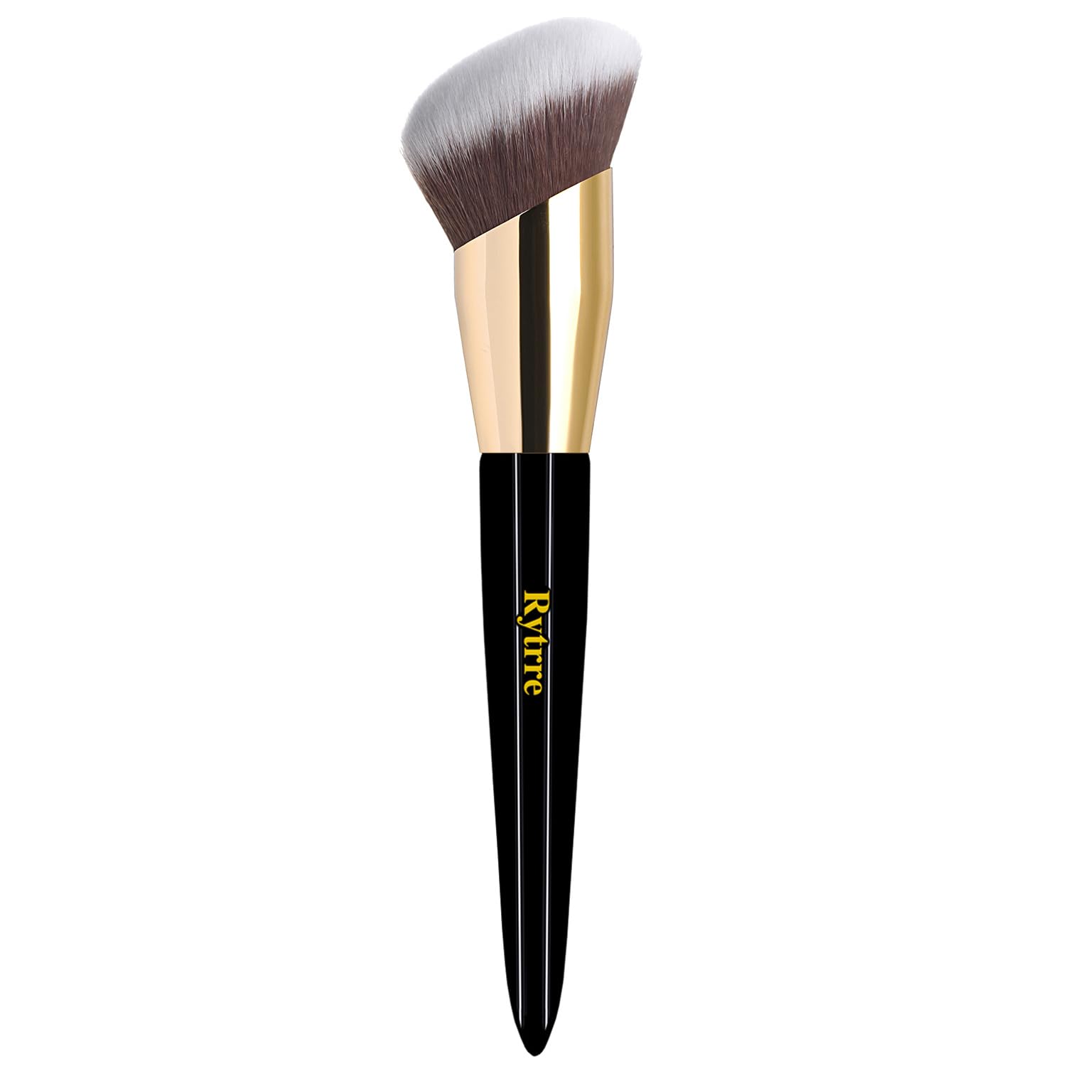 Angled Foundation Makeup Brush, Premium Kabuki Contour Brush for Blending Liquid Cream Flawless Powder Cosmetics Buffing Stippling Concealer (Black)