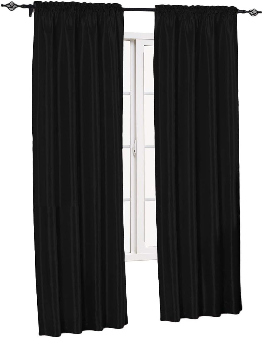 sheetsnthings Soho Faux Silk, 84-Inch Wide x 108-Inch Long, Polyester, Set of 2 Curtain Panels, Ivory