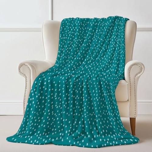 Kuscheldecke Flauschig Fleecedecke 220 x 240 cm - Weich Warm Wohndecke Minimalistisch Türkis Kleine Punkte Decke Blanket für Couch Bett Tagesdecken and Kuscheldecken, Sofa überwurfdecke Grün