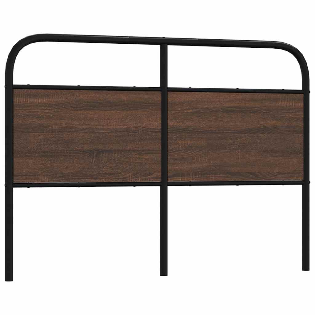 vidaXL Cabecero de Acero y Madera de ingeniería marrón Roble 135 cm, cabecero de Cama, cabecero de Metal, cabecero de Cama metálico