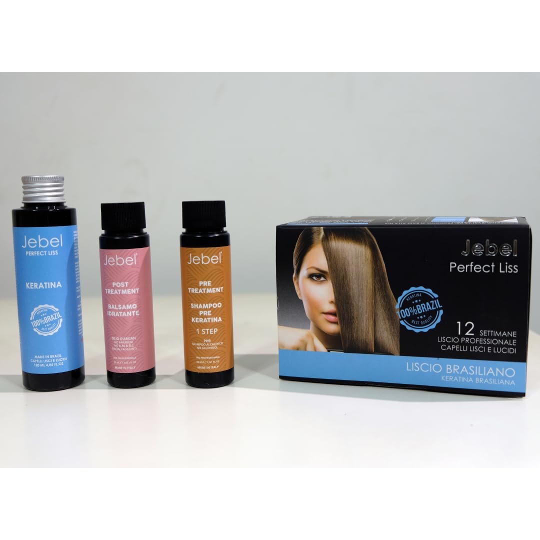 JEBEL Perfect Liss - Kit Stiratura Brasiliana - 12 settimane liscio professionale - Kit Mantenimento Stiratura - Trattamento Intensivo e Protettivo e Riparatore con Cheratina - Senza Formaldeide