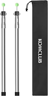 KOMCLUB Tent Poles Telescoping Tarp Poles 3 Section Adjustable Stainless Steel Camping Poles 86.61in for Hiking Camping Tarp Tent Car Canopy Awning 2 Piece Set (Silver)
