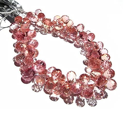 Quartz corindon pamplemousse perles gouttes facettées LKBEADS 6-7mm pour création de bijoux