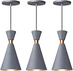 Kit 3 Pendente Lustre Luminária Mini Pequim Cinza 24cm