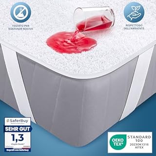 Utopia Bedding Coprimaterasso Matrimoniale Impermeabile 180 x 200 cm, 4 Angoli Elasticizzati, Certificato OEKO-TEX, Proteggi Materasso, Traspirante, Lavabile
