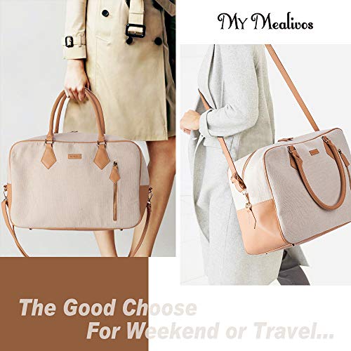 Ladies Women Canvas Travel Weekender Overnight Carry-on Shoulder Duffel Tote Bag in Trolley Sleeve