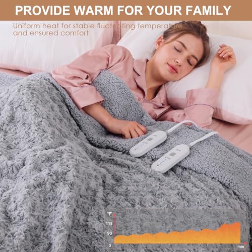 Dowin Electric Blanket King Size -Faux Fur Heated Blanket 90x100 Inches - image 2