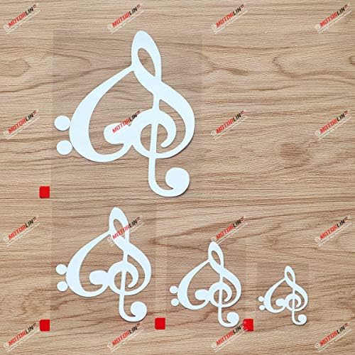 Bass Treble Clef Heart Love Music Decal Vinyl Sticker - 4 Pack White, 5 ...