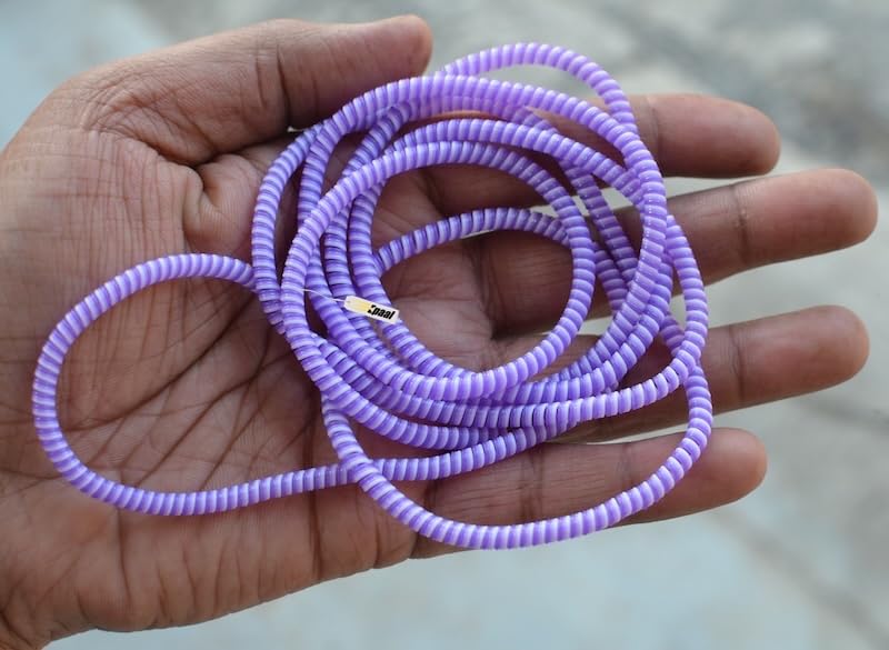 Image of J'TTON Spiral Triple Color (2 Pcs) 1.4 Meters Each-Full Size Cable Cord Charger Protector Saver Winder for iPhone & Android Charging Cables (Light Purple)