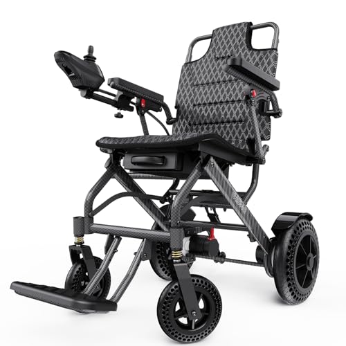 Lightweight Electric Wheelchair Foldable for Adults with Ergonomic Seat, 24Ah Lithium Battery / 500W Motor, 30 Miles Portable Power Motorized Wheelchair, All Terrains Electric Wheel Chair (A10-24AH)