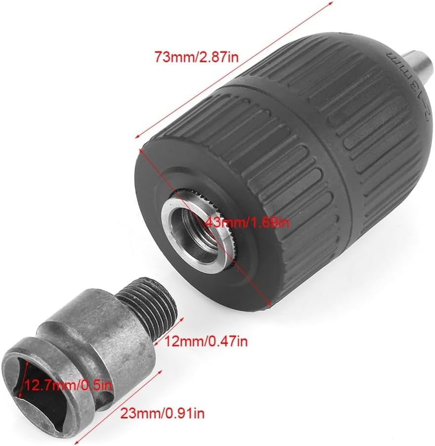 1/2" Thread Adapter & Keyless Drill Chuck 2-13mm Clamping Range - Impact Wrench Conversion Kit for Electric Drills 1pcs