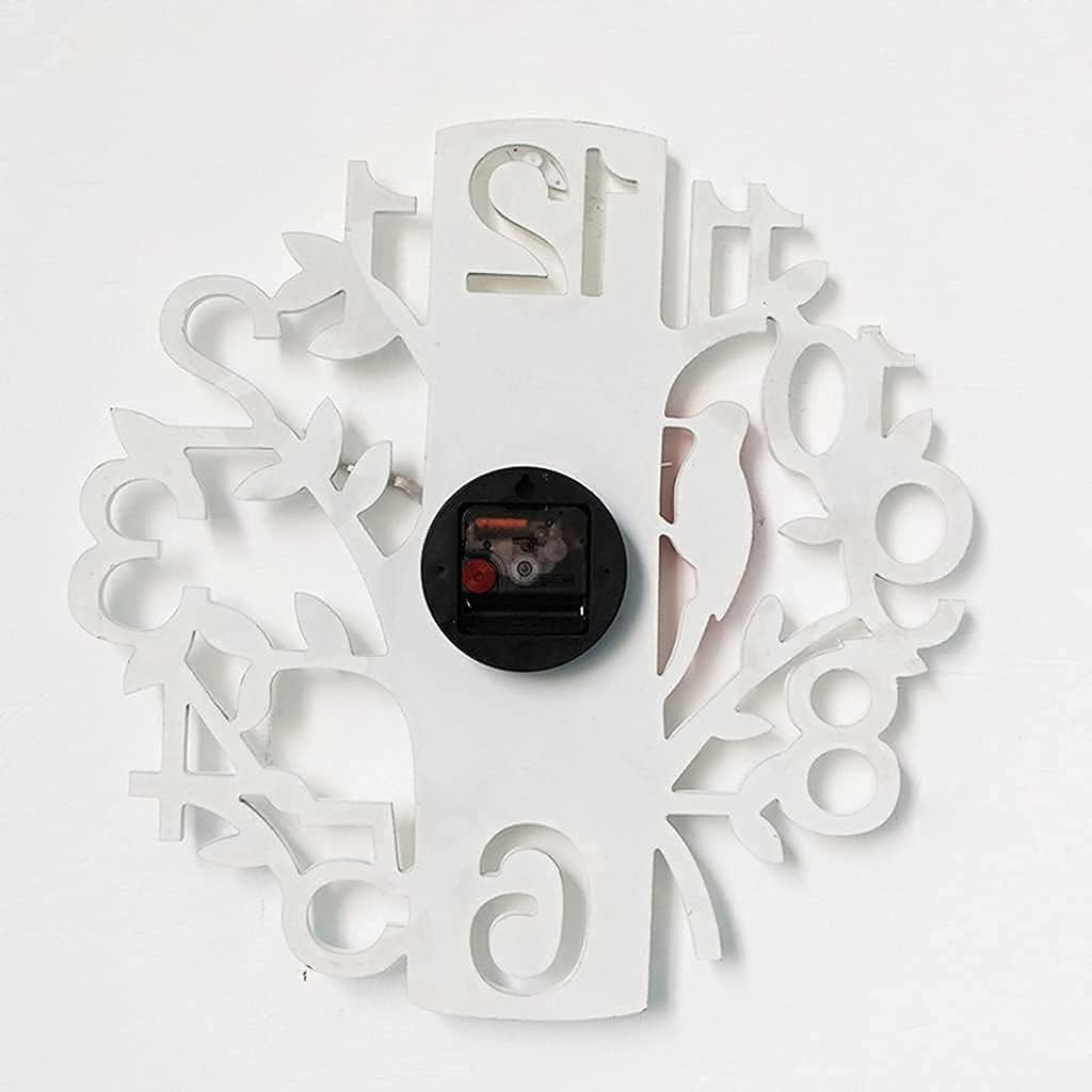 Wall Clock， White Creative Wooden Tree Shaped Quartz Clock Outdoor Garden Waterproof Decoration