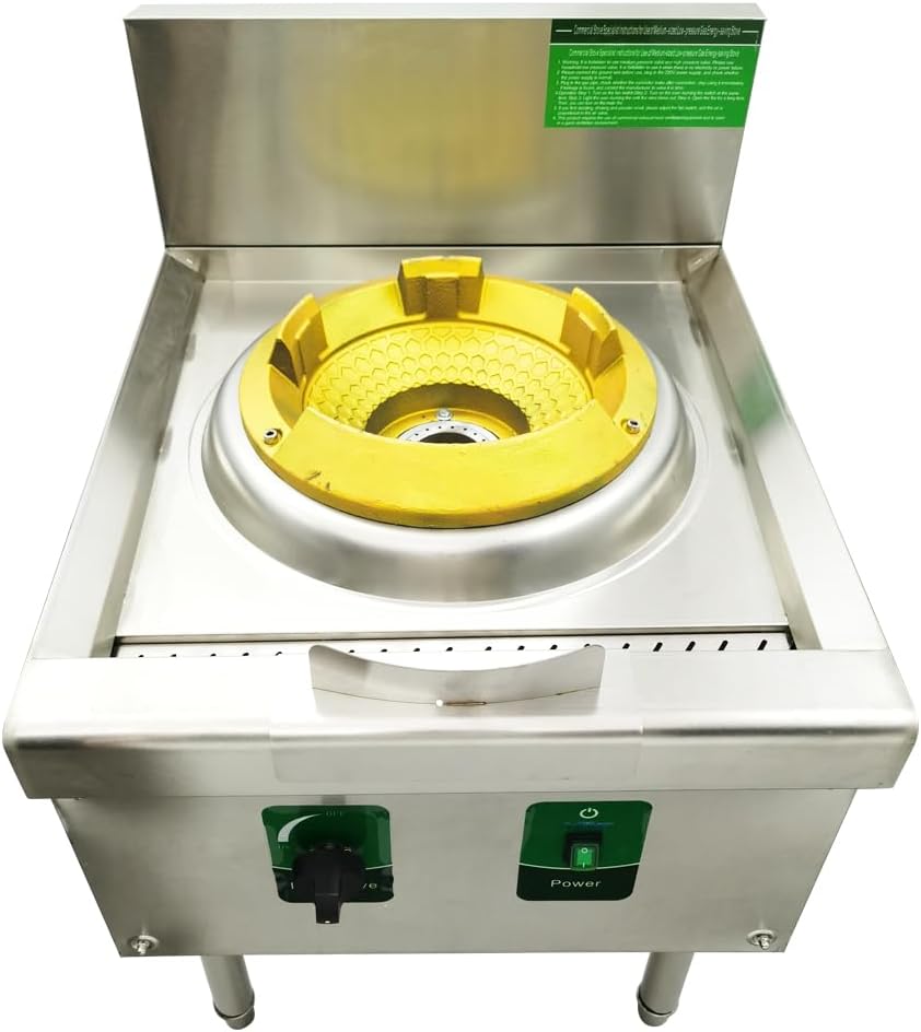 Commercial Gas Range Natural 12.2" Furnace Head Single Burner Open Style Commercial Gas Wok Gas Stove for Liquefied Gas and Natural Gas 110V
