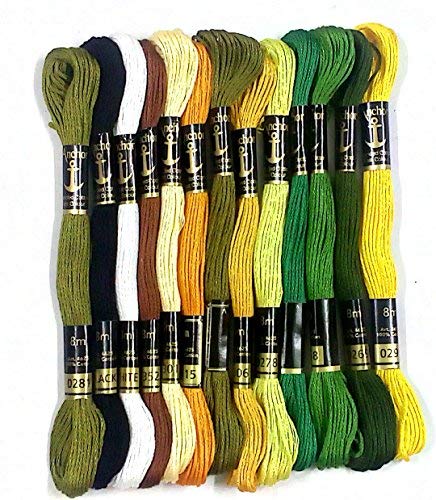 Anchor Stranded Cotton Assorted Skeins, 8m (Fast Colour - 4624-01111) - 50 Skiens, 2 Shades Each of 25 1