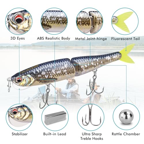 image for TRUSCEND Fishing Lures for Bass, Glide Baits with Vertical Tongue Desi