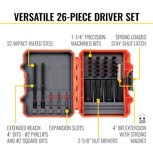 Nut driver bit set Klein Tools 32799 con estuche de 26 piezas para llaves de impacto 4
