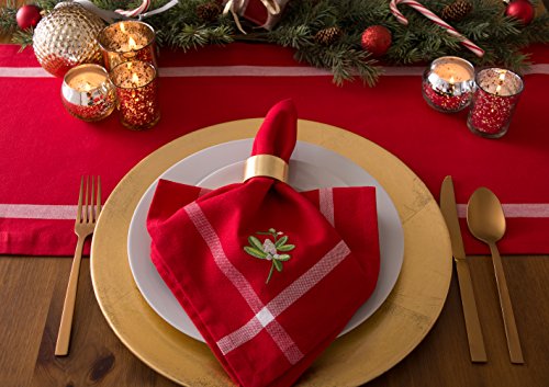 Dii Embroidered Mistletoe 100% Cotton, Machine Washable, Table Runner For Dinner Parties, Christmas, And Holidays - 14X72 #TOP4