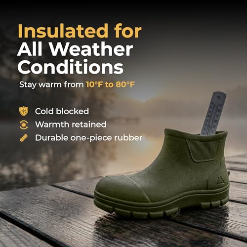 Image of Waterproof Deck Boots for Women | Lightweight, Anti-Slip Rubber Rain Boots, 10 oz each | Pull-On Fishing & Ankle Boots for Sailing, Boating, Docks, Camping | Garden Boots for Everyday