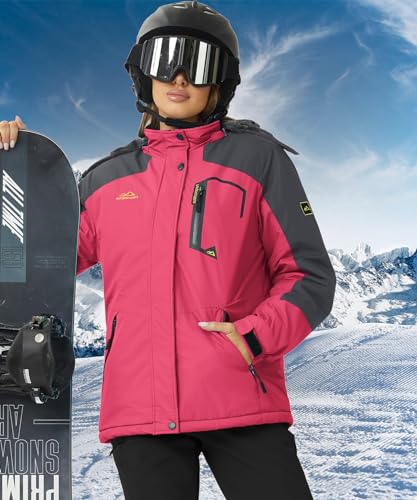 Miniatura 3 de Tacvasen Chaqueta Impermeable De Mujer Para Invierno, Para Esquí, Exterior, Con Capucha Desmontable, Xxl