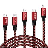 Micro USB Cable,XIAE& 5Pack (3/3/6/6/10FT) Nylon Braided Fast Charging Cable Aluminum Housing USB Charger Android Cable for Samsung Galaxy S7 Edge S6 S5,Android Phone,LG G4,HTC and More (Red)