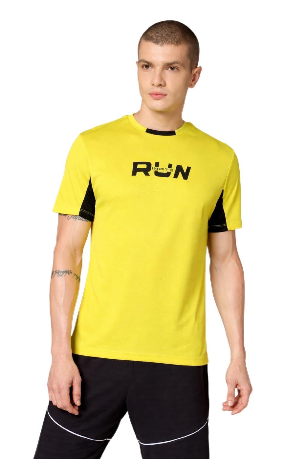 incite Men's Polyester Contrast Sports T-Shirt | Quick Dry Breathable Gym Wear | Lightweight Running & Workout Tee-picture-11