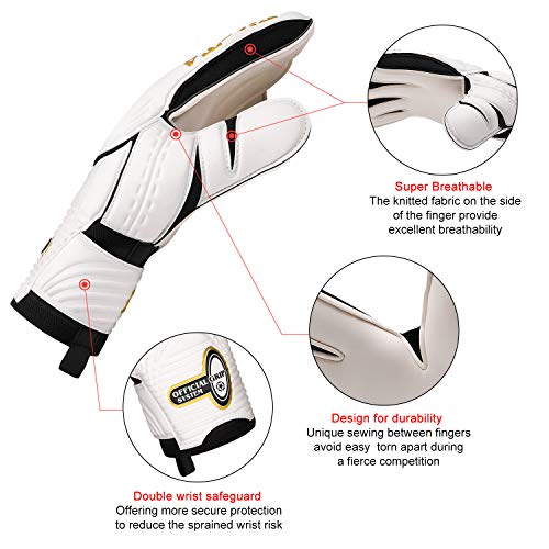 Fitst4 Youth Adult Goalie Goalkeeper Soccer Gloves 3.5+3Mm Super Grip Latex Finger Support Performance Glove Level 3.5 Prevent Injuries #TOP4