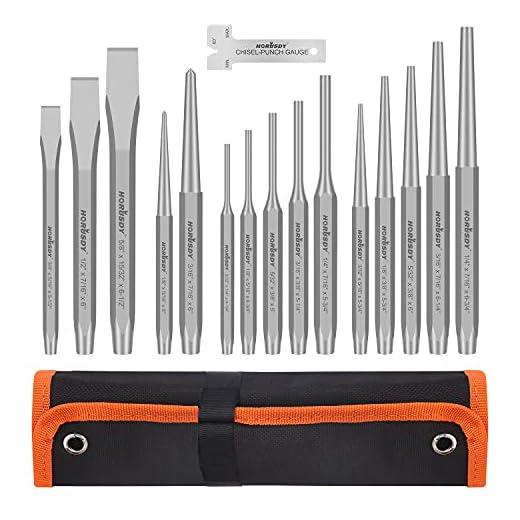 HORUSDY 16-Piece Punch and Chisel Set, Including Taper Punch, Cold Chisels, Pin Punch, Center Punch